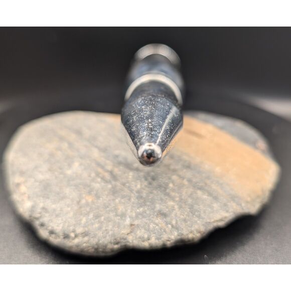 Machined Bullet Display Piece on Wood Base – Industrial Desk Art or Paperweight - Picture 3 of 4